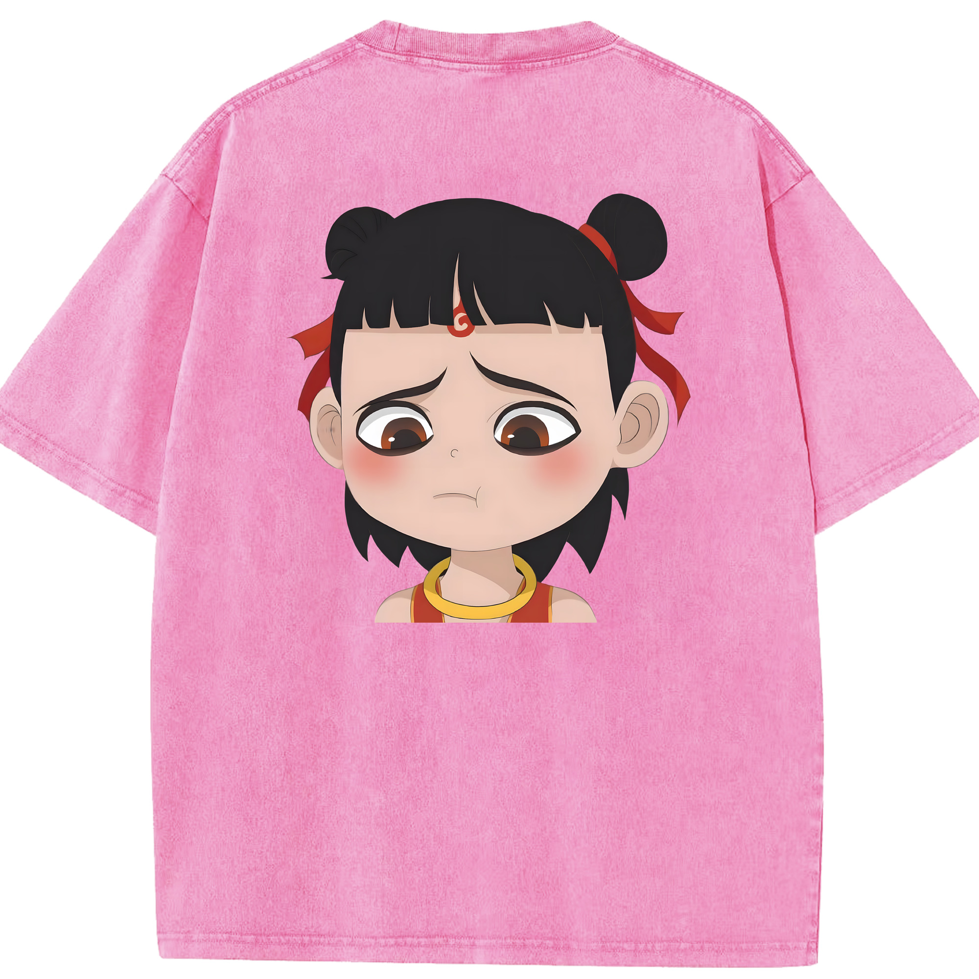 （画像用） Ne Zha 2 ナタ 魔童の大暴れ 綿100% ヴィンテージ風 半袖Tシャツ（背面プリント）